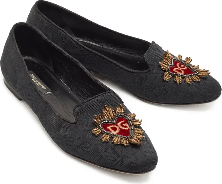 Embroidered Heart Motif Loafers - Image 2