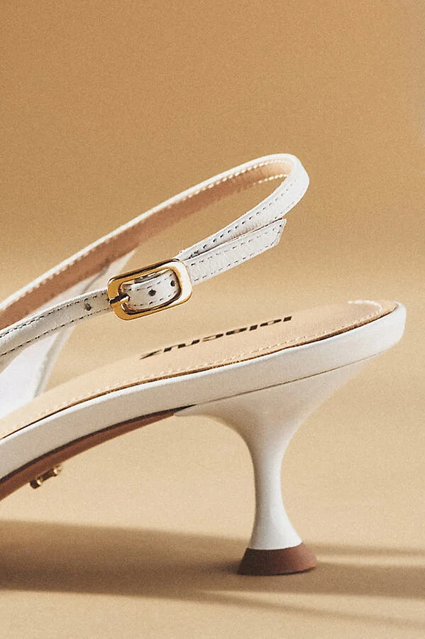 Embroidered Lace Slingback Kitten Heels - Image 3