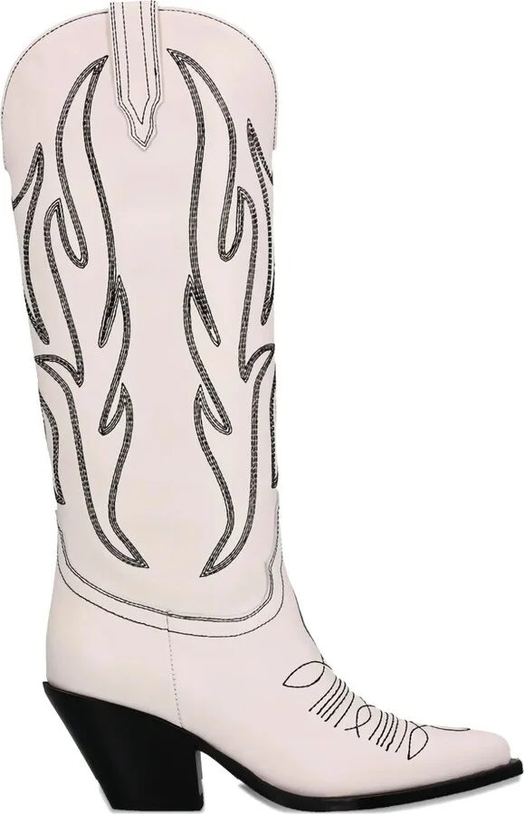 Embroidered Leather Boots