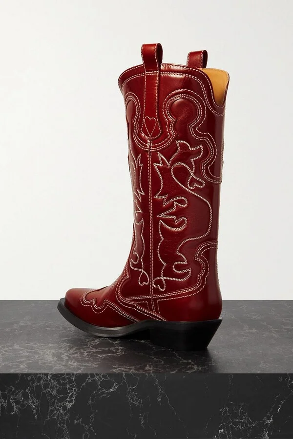 Embroidered leather cowboy boots - Image 3