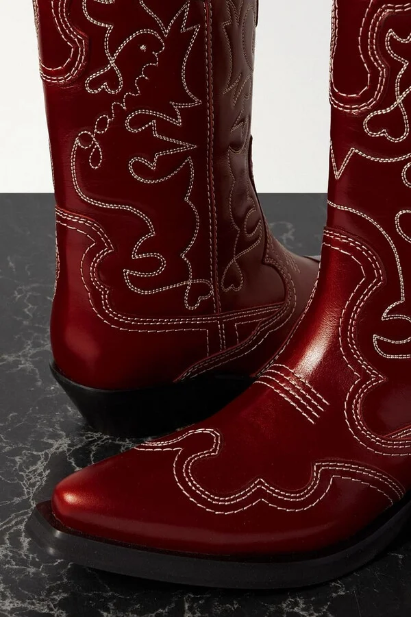 Embroidered leather cowboy boots - Image 4