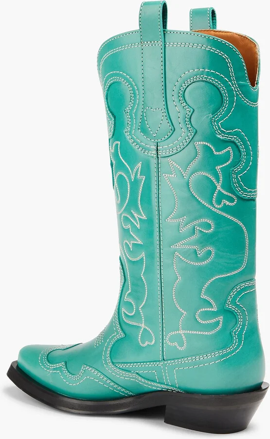 Embroidered leather cowboy boots - Image 3