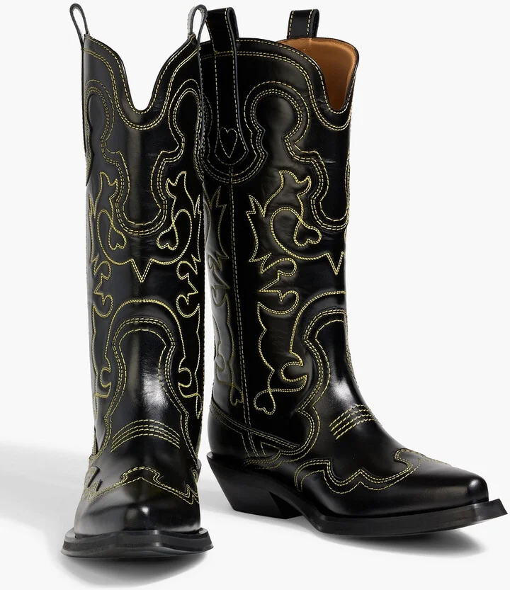 Embroidered leather cowboy boots - Image 2