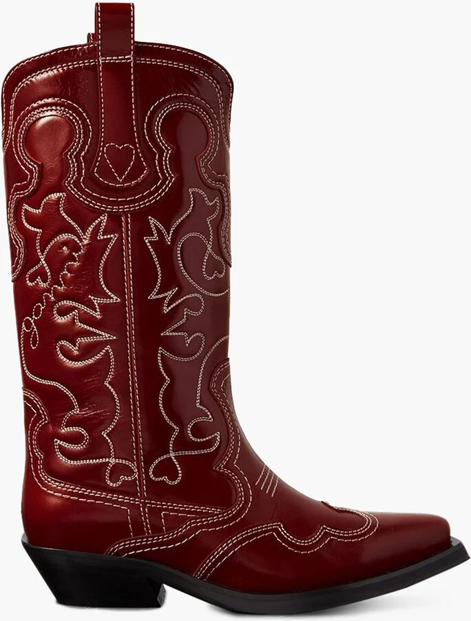 Embroidered leather cowboy boots