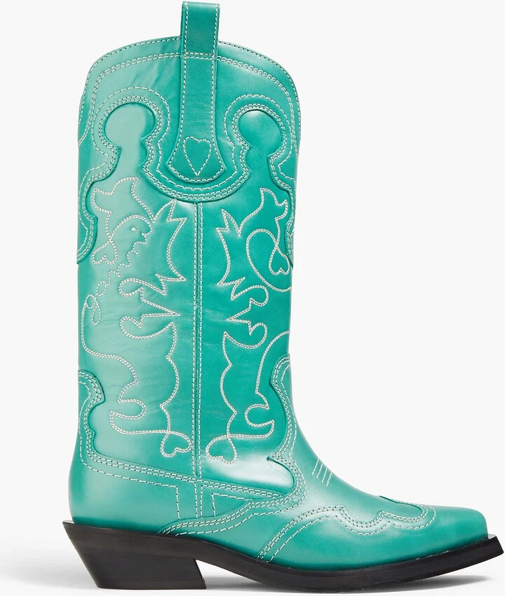Embroidered leather cowboy boots