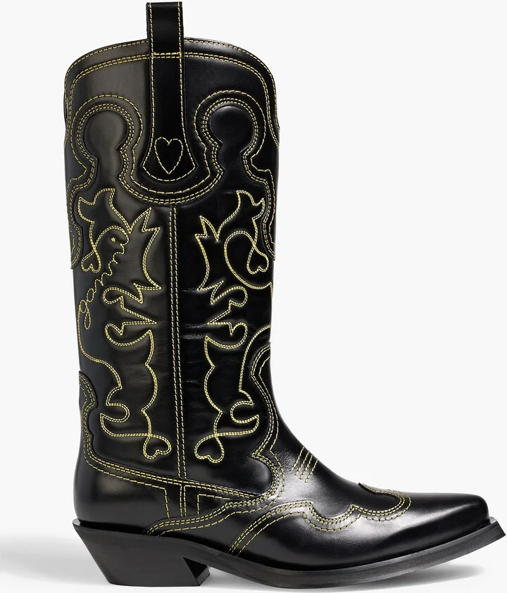 Embroidered leather cowboy boots