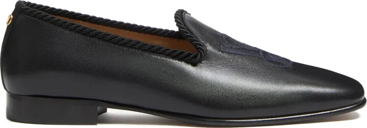 Embroidered Leather Loafers