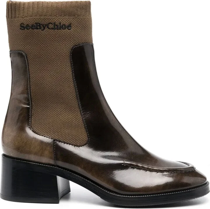 Embroidered-Logo Ankle Boots