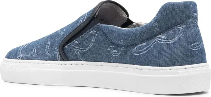 Embroidered-Logo Denim Sneakers - Image 3