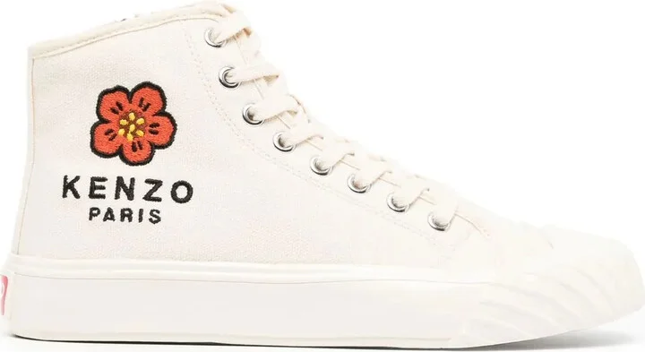 Embroidered-Logo Hi-Top Sneakers