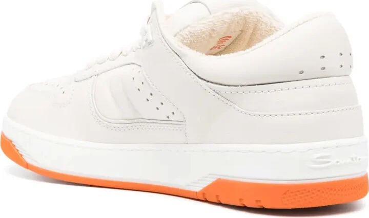 Embroidered-Logo Leather Low-Top Sneakers - Image 3