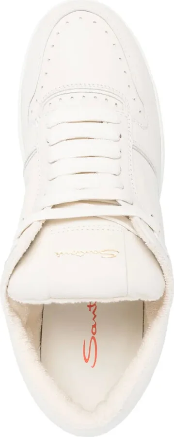 Embroidered-Logo Leather Low-Top Sneakers - Image 4