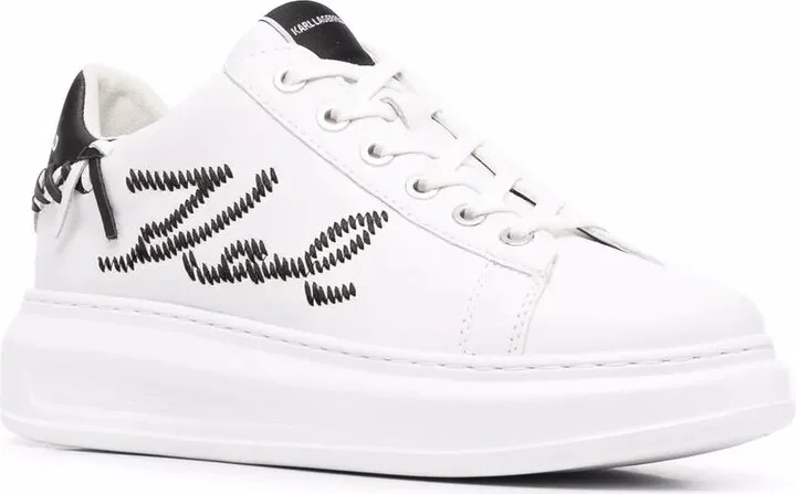 Embroidered-Logo Leather Sneakers - Image 2