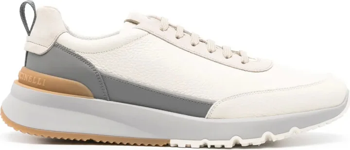 Embroidered-Logo Leather Sneakers