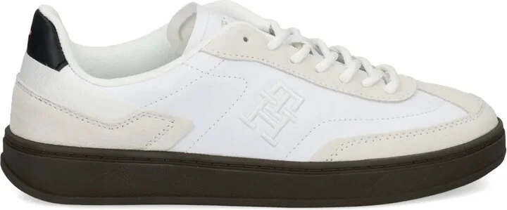 Embroidered-Logo Leather Sneakers