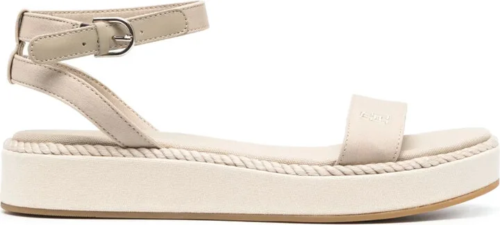 Embroidered-Logo Platform Sandals