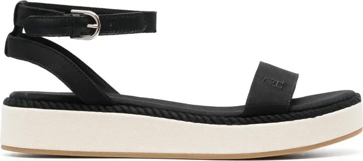 Embroidered-Logo Platform Sandals