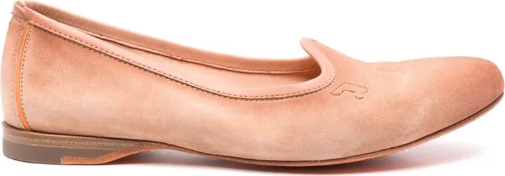 Embroidered-Logo Suede Slippers