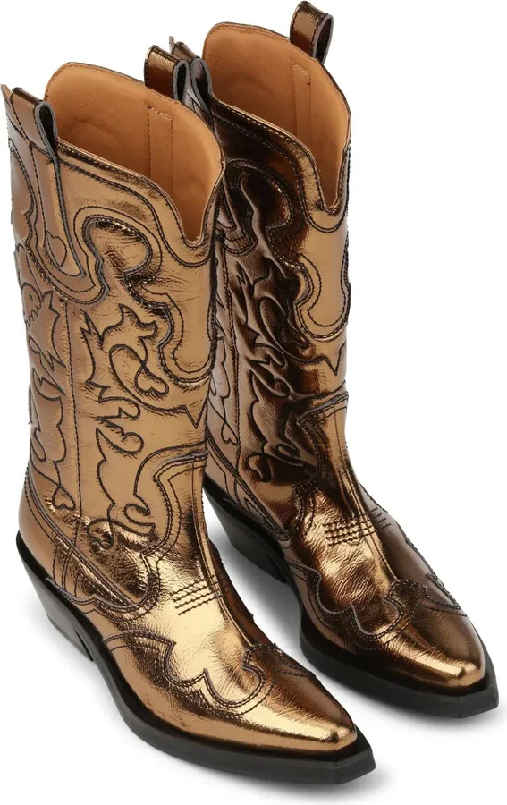 embroidered metallic-effect Western boots - Image 2
