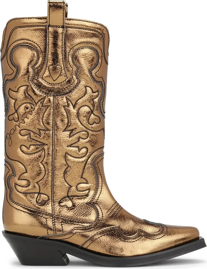 embroidered metallic-effect Western boots