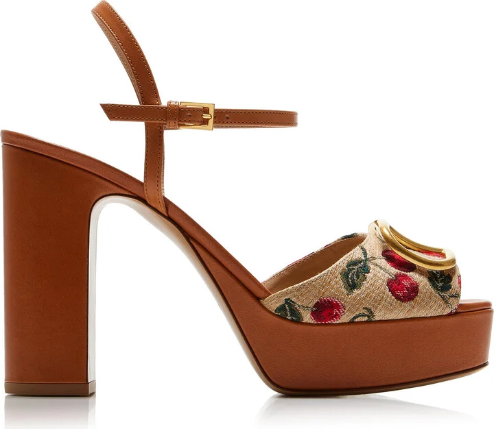 Embroidered Raffia Platform SandalsGaravani