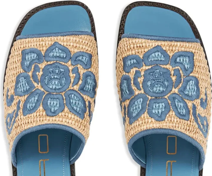 Embroidered Raffia Slides - Image 3