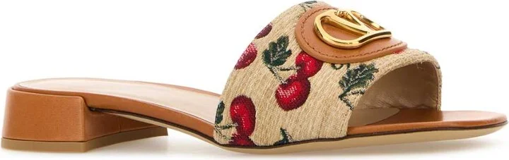 Embroidered Raffia Vlogo Signature Slippers - Image 2