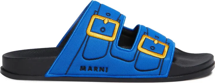 Embroidered Slip-On Slides