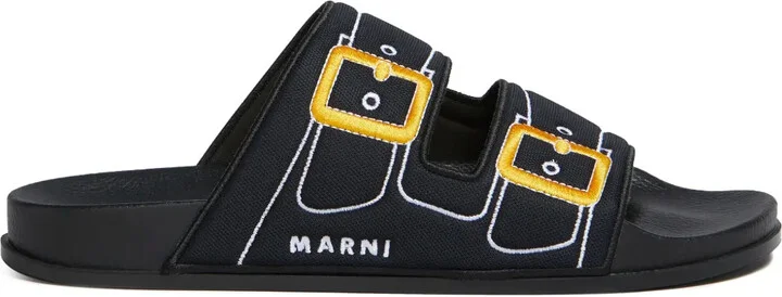Embroidered Slip-On Slides