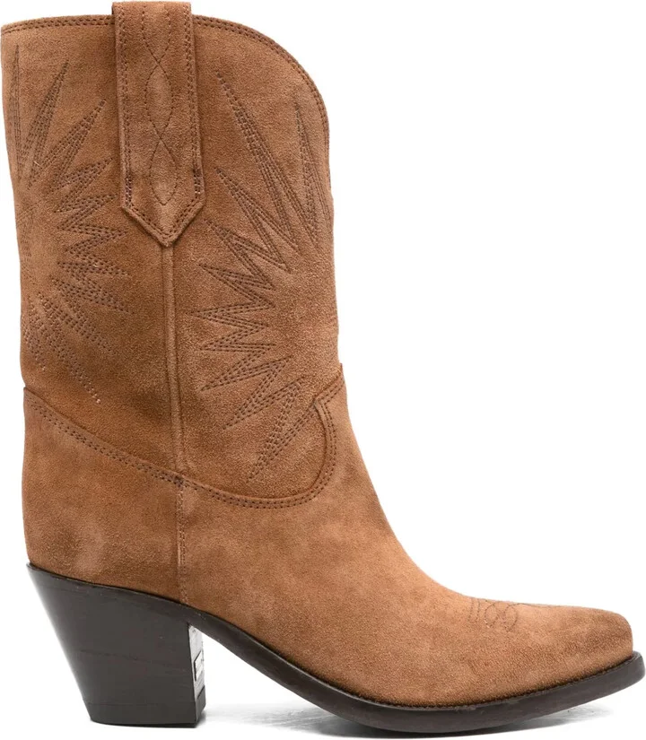 Embroidered Suede Boots
