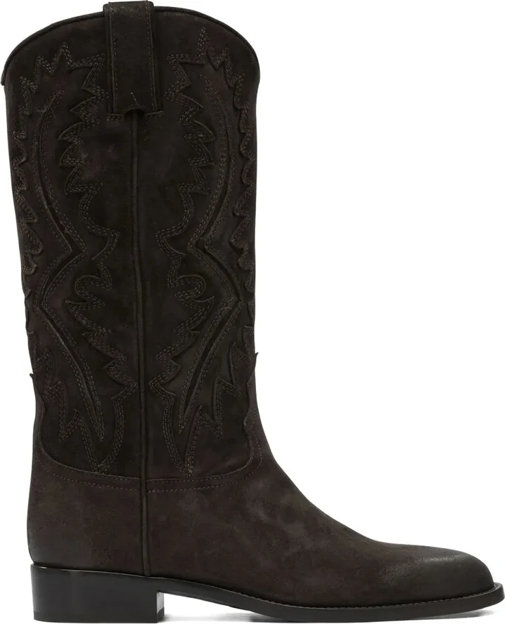 Embroidered Suede Boots