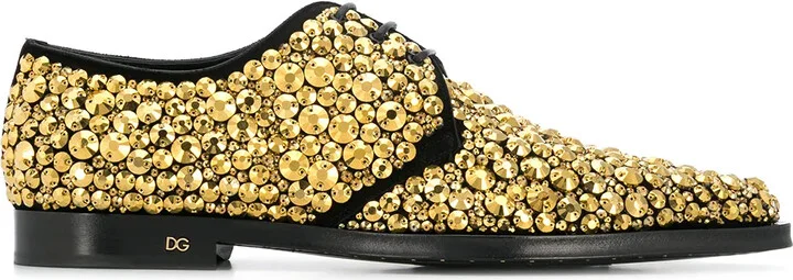 Embroidered Suede Derby Shoes