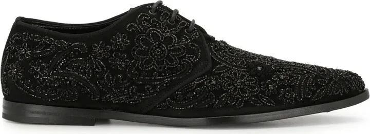 Embroidered Suede Derby Shoes