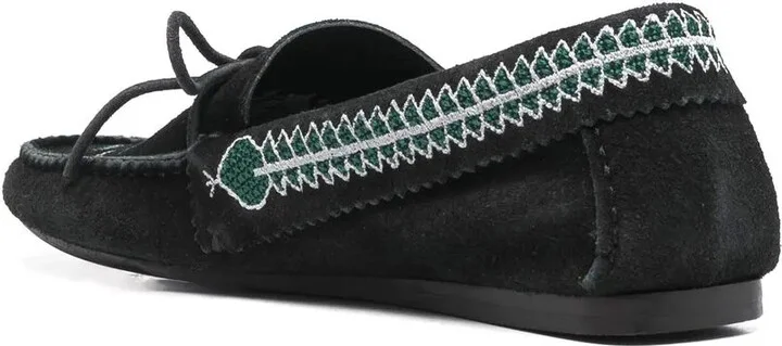 Embroidered Suede Loafers - Image 3