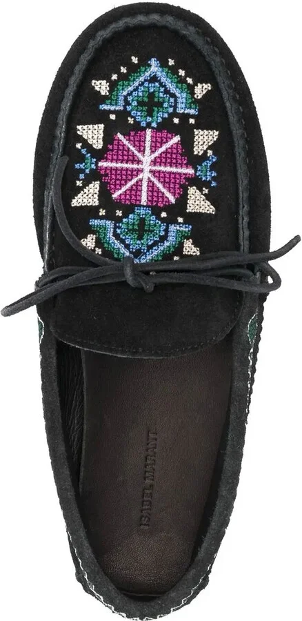 Embroidered Suede Loafers - Image 4