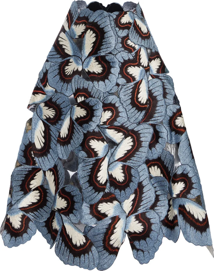 Embroidered Threadwork Midi Skirtde la Renta