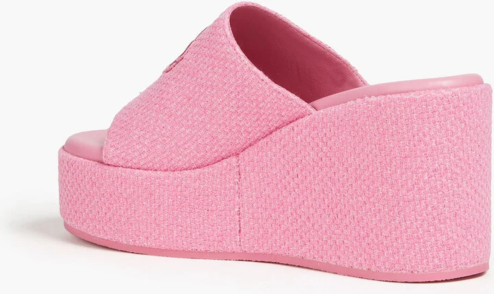 Embroidered tweed platform mules - Image 3
