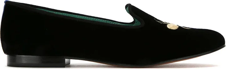 embroidered velvet Bugs loafers