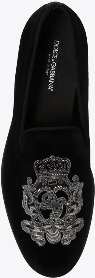 Embroidered Velvet Loafers - Image 3