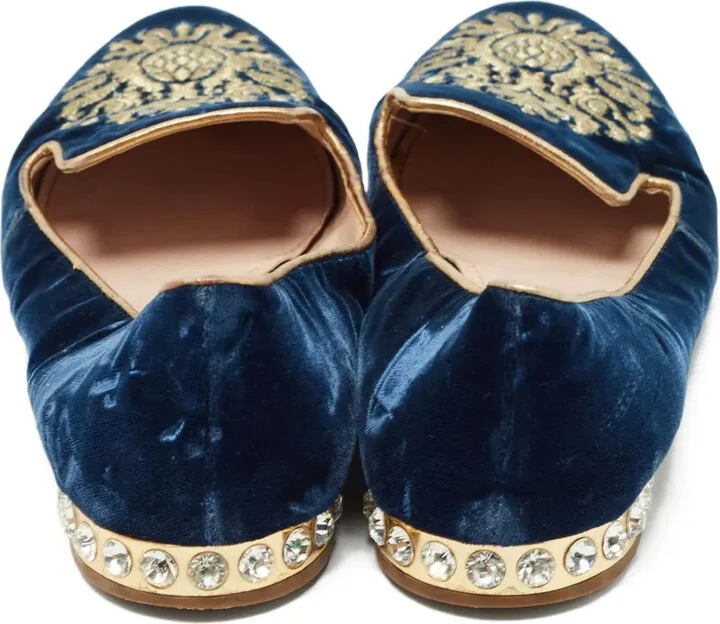 Embroidered Velvet Loafers - Image 4