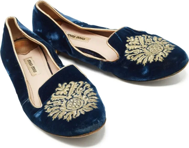 Embroidered Velvet Loafers - Image 5