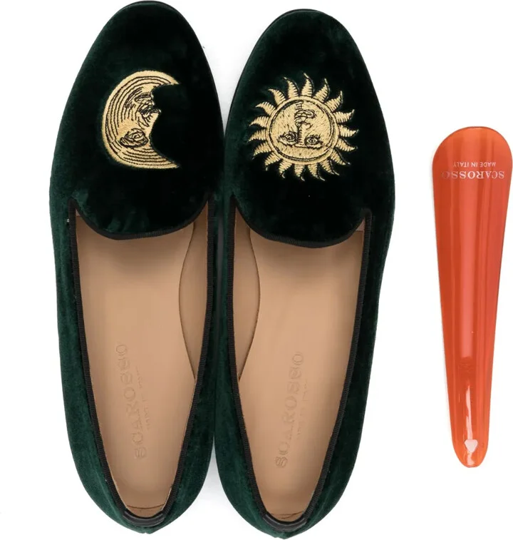 Embroidered Velvet Loafers - Image 4