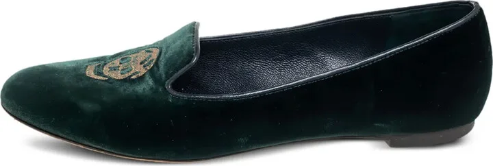 Embroidered Velvet Loafers