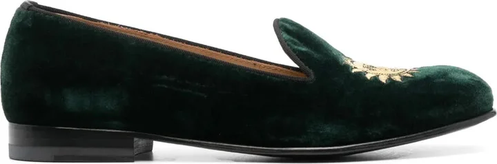 Embroidered Velvet Loafers