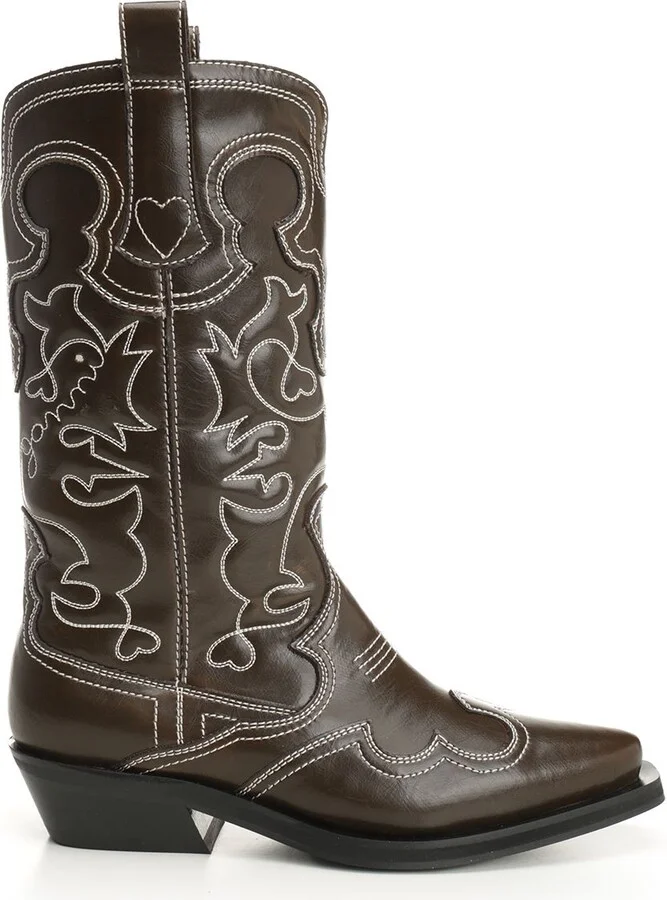 Embroidered Western Boots Black