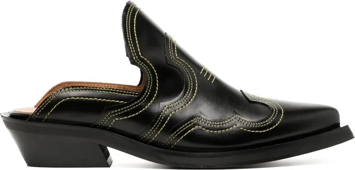 Embroidered Western Mules