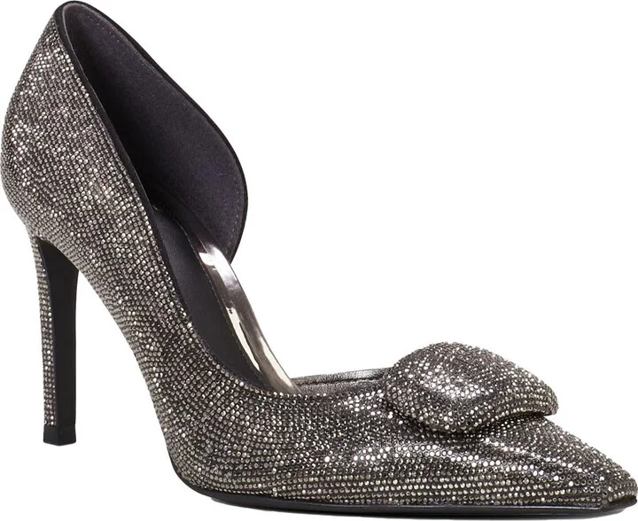Emelias Womens Embellished Faux Leather D'Orsay Heels