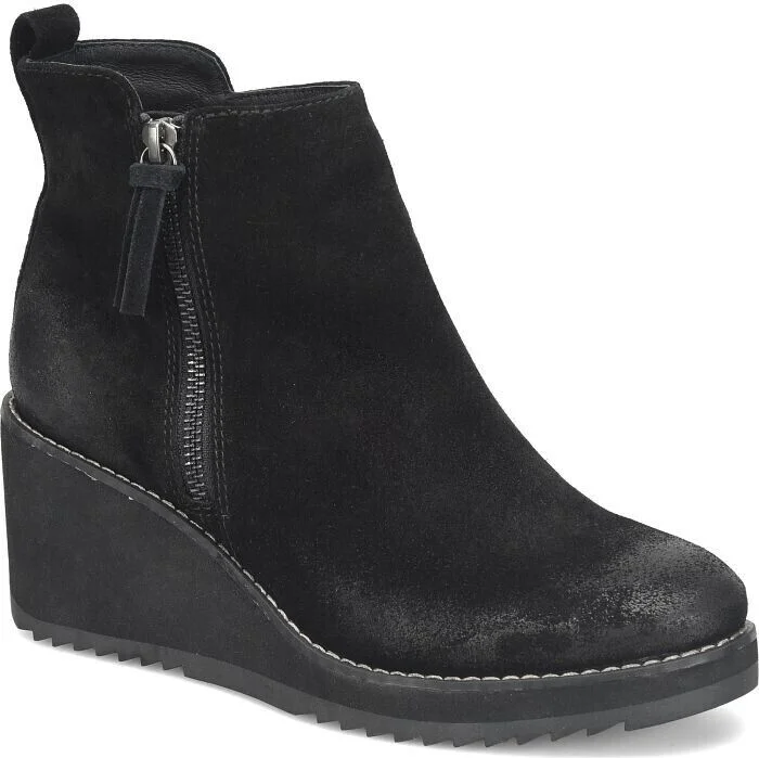 Emeline Bootie Women's 10 Sheer Black Side Zip Wedge Ankle Boots KHD1602