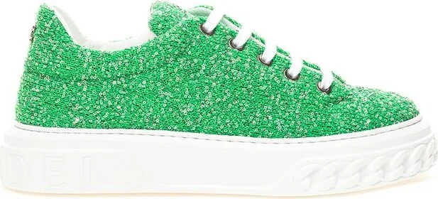 Emerald Elegance Leather Women's Sneakers