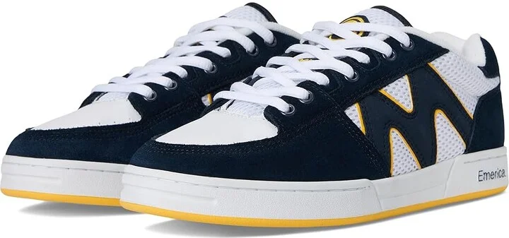 Emerica OG-1 Men's Shoes Navy/White/Yellow : 9.5 D - Medium, Mesh/Suede